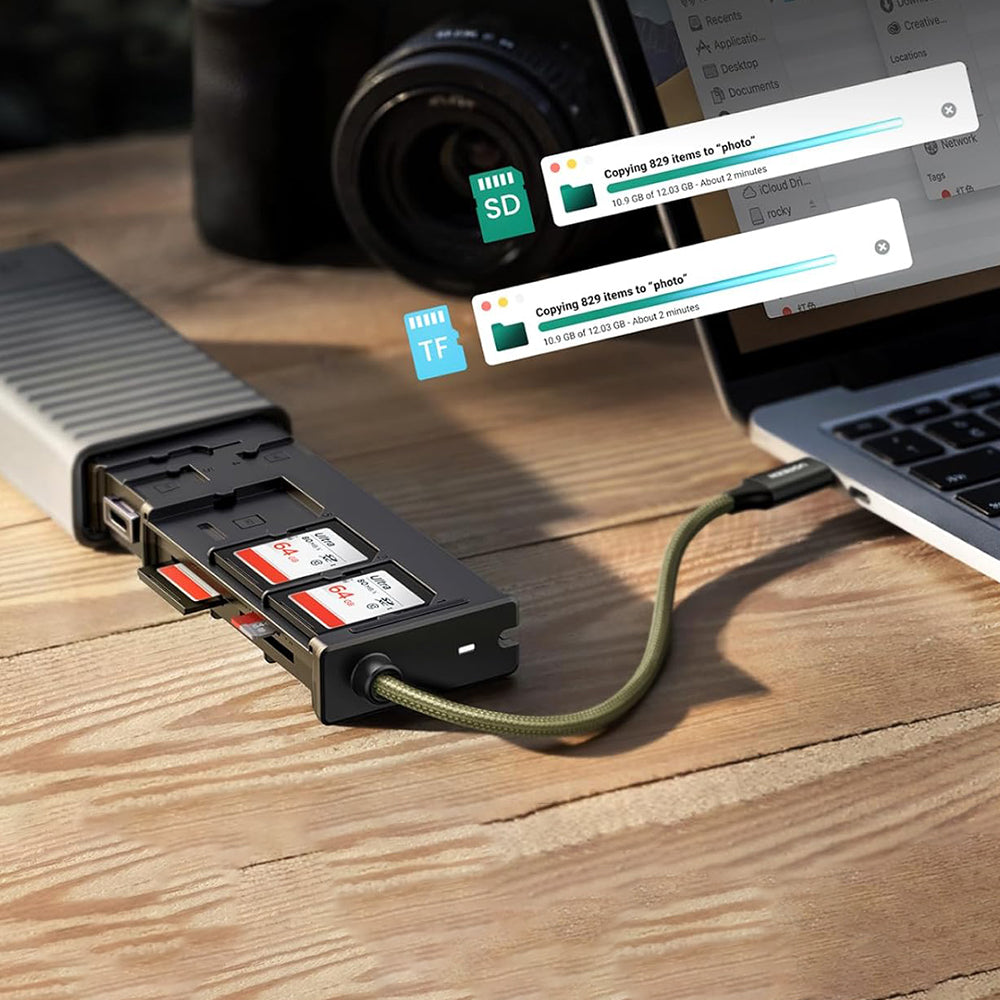 USB / USB-C Card Reader with UGREEN CM856 Organizer (55899), 2 x SD - microSD, Gray
