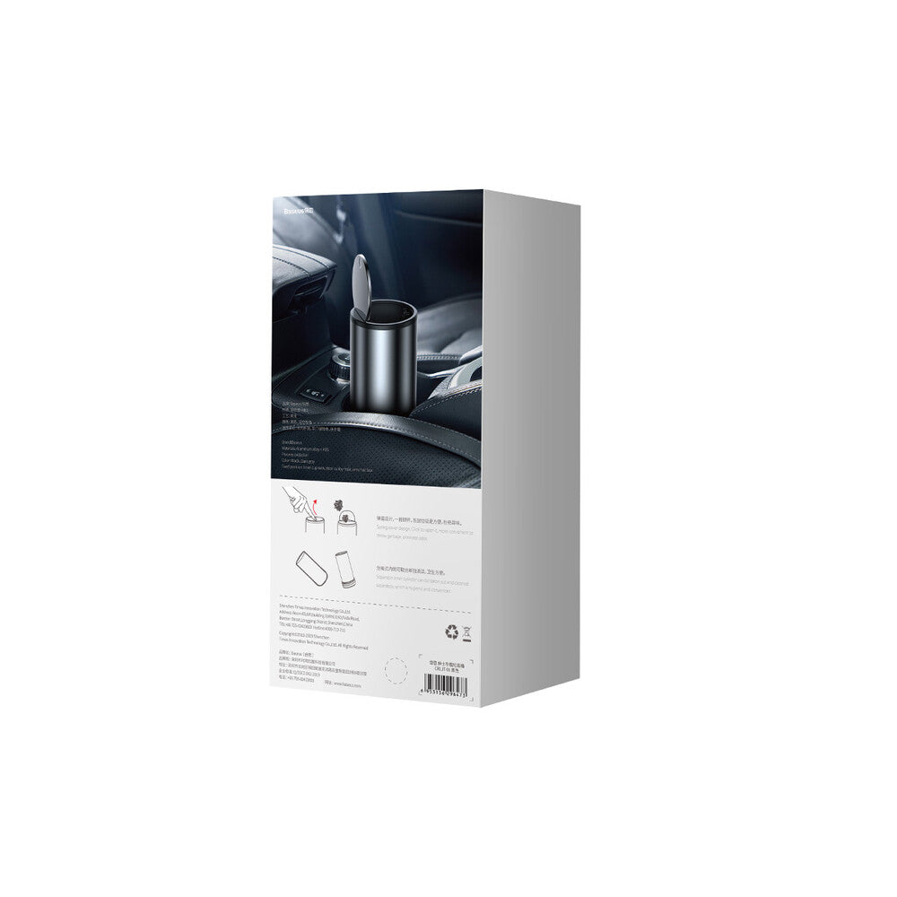 Baseus Gentleman Style Car Trash Bin with 30 Trash Bags, Black CRLJT-01