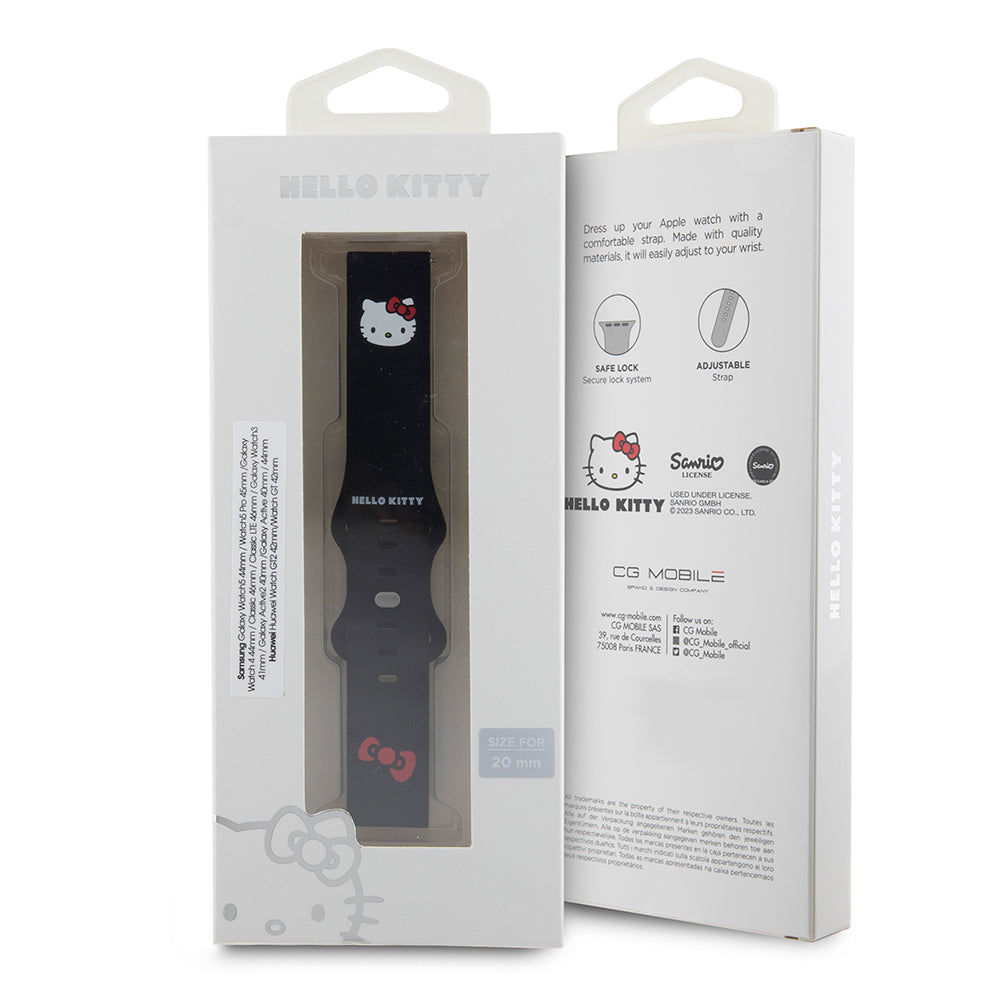 Hello Kitty Silicone Kitty Head Strap for Samsung Galaxy Watch / Huawei Watch Series, Black