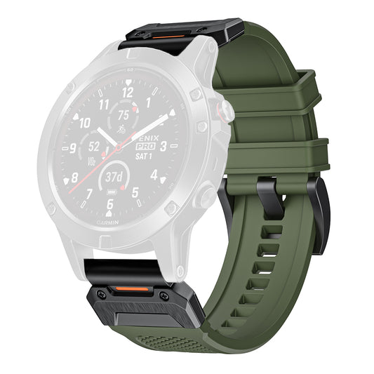 Techsuit W068 Strap for Garmin Watch Fenix / Forerunner / Approach Series, 22mm, Black Green