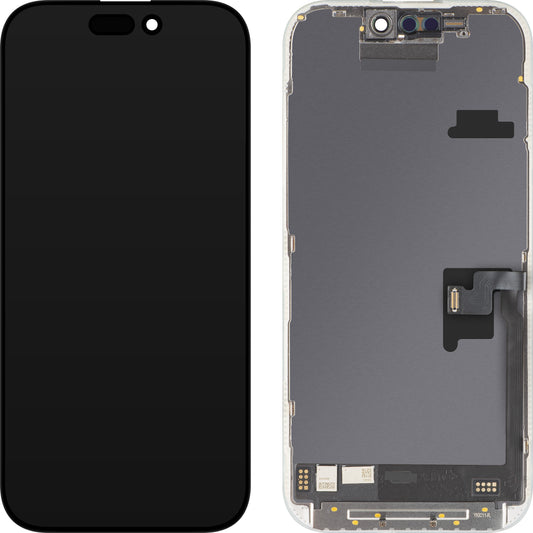 MP Touchscreen Display compatible with Apple iPhone 16 Pro, with Frame, Soft OLED FHD 120Hz IC Movable Version, Black