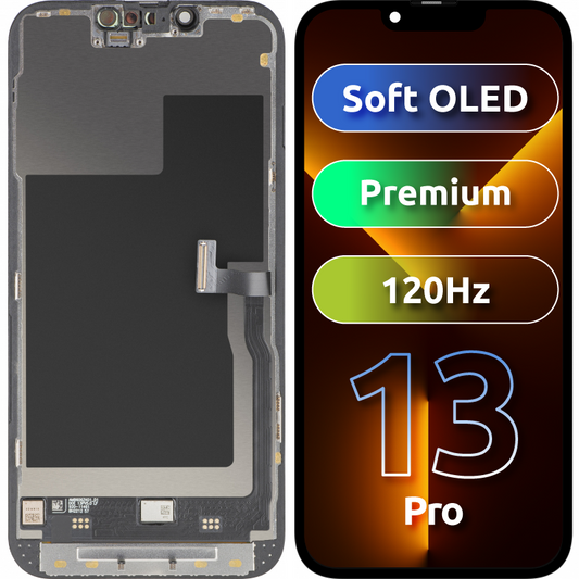 MP Touchscreen Display compatible with Apple iPhone 13 Pro, with Frame, Premium Soft OLED FHD 120Hz Version, Black