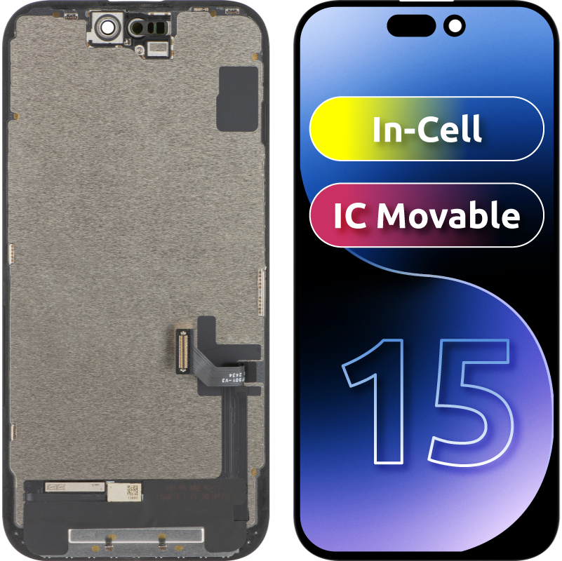 ZY Touchscreen Display for Apple iPhone 15, with Frame, LCD In-Cell IC Movable Version, Black