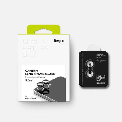 Ringke Rear Camera Protection Film for Samsung Galaxy Z Flip7 F766, Tempered Glass, Set of 2 Pieces, Black