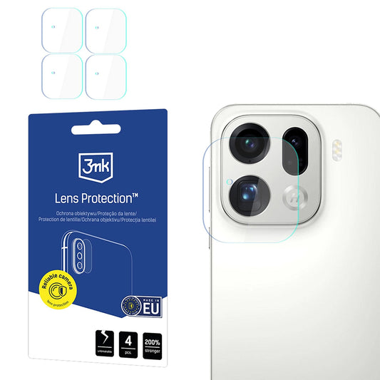 Back Camera Protection Film 3MK Protection for Oppo Find X9 Pro, Tempered Glass, Set of 4 pieces, Transparent