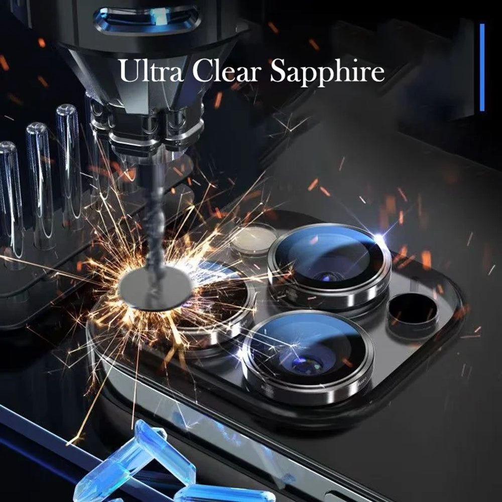 Blueo Sapphire Crystal Rear Camera Protective Film for Apple iPhone 16 Pro Max / 16 Pro, Tempered Glass, Black