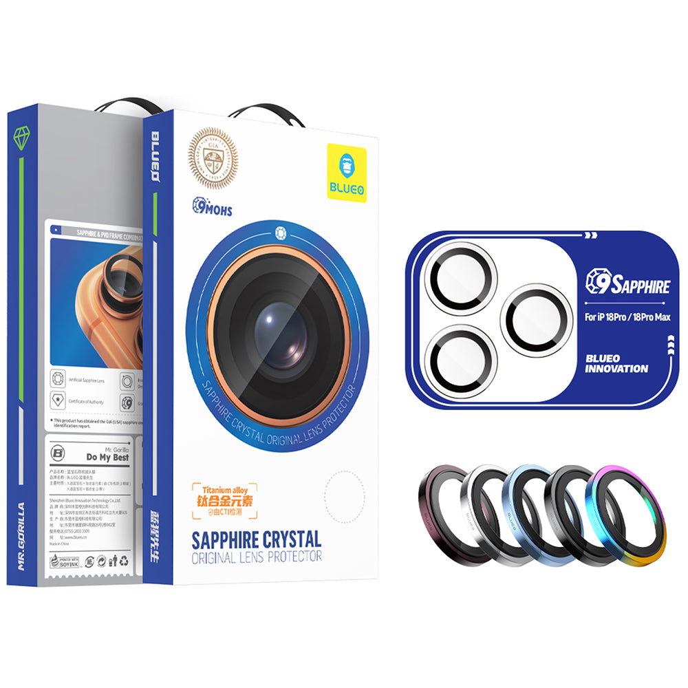 Blueo Sapphire Crystal Rear Camera Protector for Apple iPhone Duo, Tempered Glass, Blue