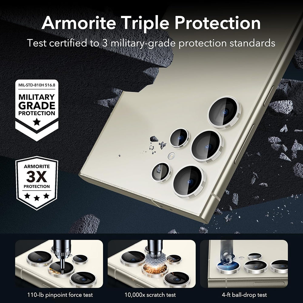 ESR Rear Camera Protective Film for Samsung Galaxy S24 Ultra S928, Tempered Glass, Set of 2 Pieces, Transparent