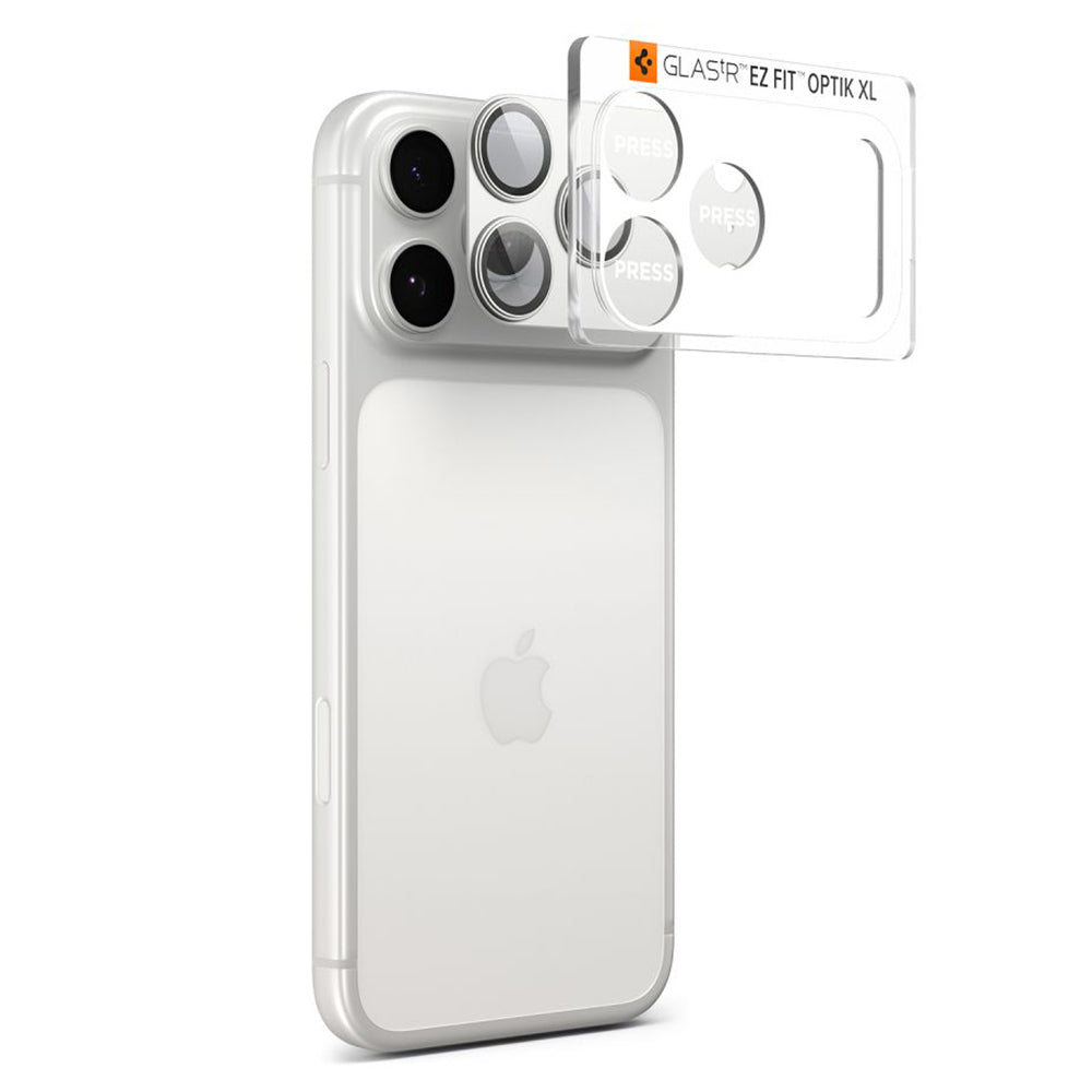 Spigen GlastR EZ FIT Optik Pro XL Rear Camera Protector for Apple iPhone 17 Pro, Tempered Glass, Silver AGL10647