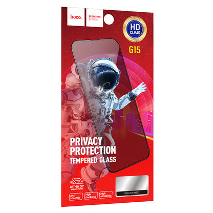 HOCO G15 Privacy Screen Protector for Apple iPhone 16 Pro Max, Tempered Glass, Full Glue, 5D