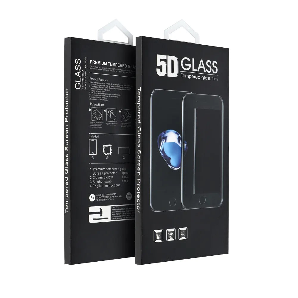 OEM Screen Protector Film for Motorola Moto G15 / G15 Power / E15 / G05, Tempered Glass, Full Glue, 5D, Black