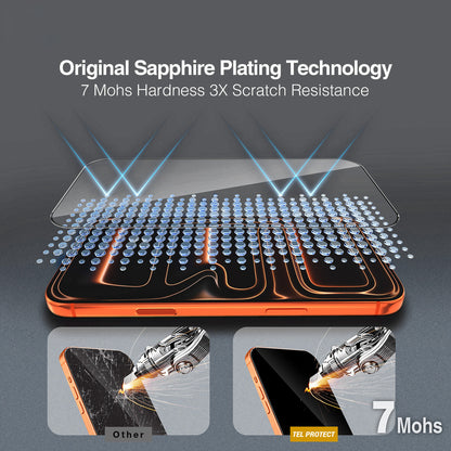 Tel Protect 10X HD DLC Diamond Coating Screen Protector for Apple iPhone 18 Pro / 17 Pro, Tempered Glass, Full Glue, Black