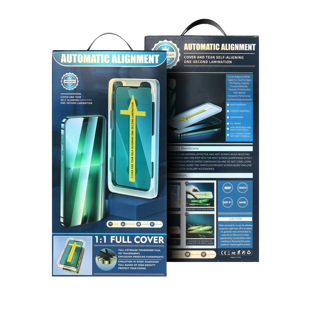 OEM Screen Protector Automatic Alignment for Apple iPhone 14 Pro Max, Tempered Glass, Full Glue, 5D, Black