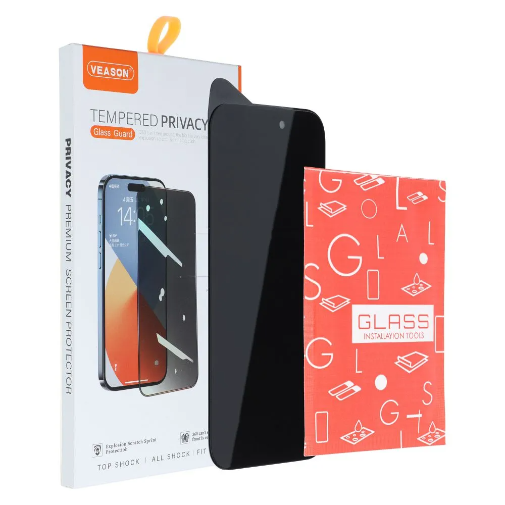 Veason Privacy Screen Protector for Apple iPhone 14 / 13 Pro, Tempered Glass, Full Glue, 6D