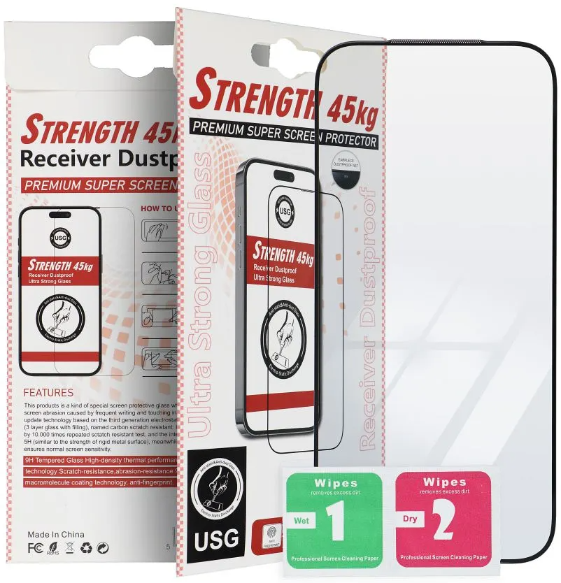 OEM Ultra Strong 45KG Screen Protector for Apple iPhone 14 Plus / 13 Pro Max, Tempered Glass, Full Glue, 2.5D, Black