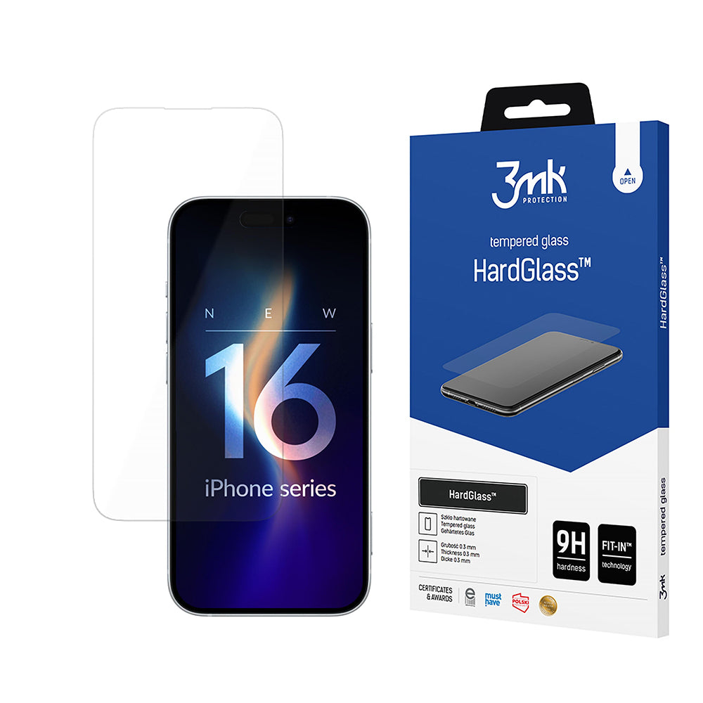 3MK HardGlass Screen Protector for Apple iPhone 16 Pro Max, Tempered Glass, Full Glue