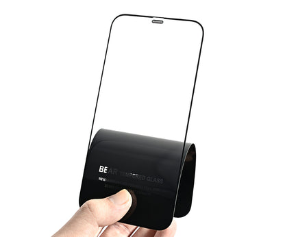 Bear HD Screen Protector Film for Apple iPhone 17e / 16e / 14 / 13 Pro, Tempered Glass, Full Glue, Black