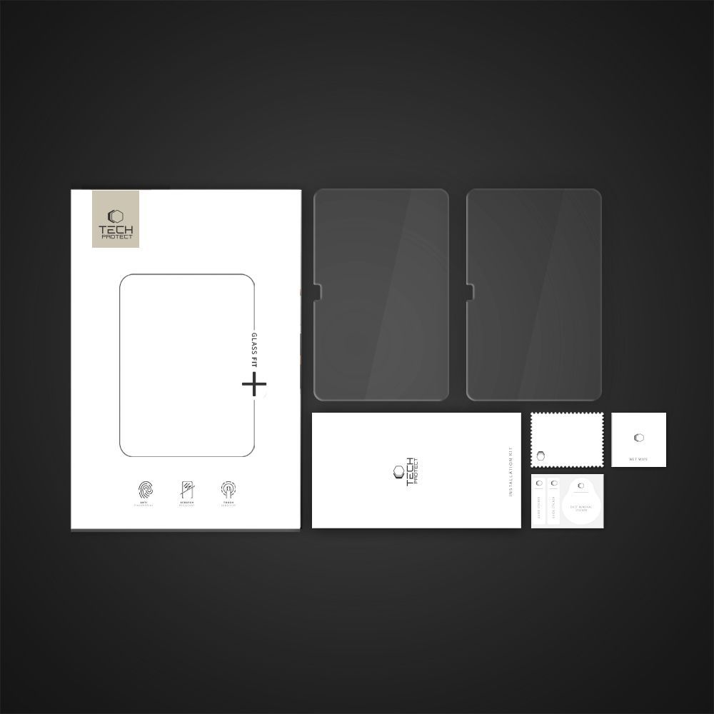 Tech-Protect FIT+ Screen Protector for Samsung Galaxy Tab S10 FE+, Tempered Glass, Full Glue, 2 Pieces Set, 2.5D