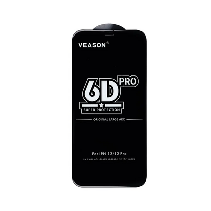 Veason PRO Screen Protector for Apple iPhone 16 / 15, Tempered Glass, Full Glue, 6D, Black