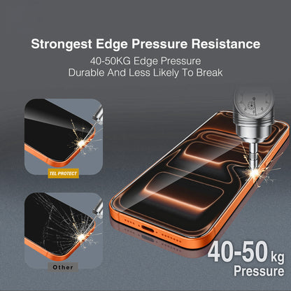 Tel Protect 10X HD DLC Diamond Coating Screen Protector for Apple iPhone 17 / 16 Pro, Tempered Glass, Full Glue, Black