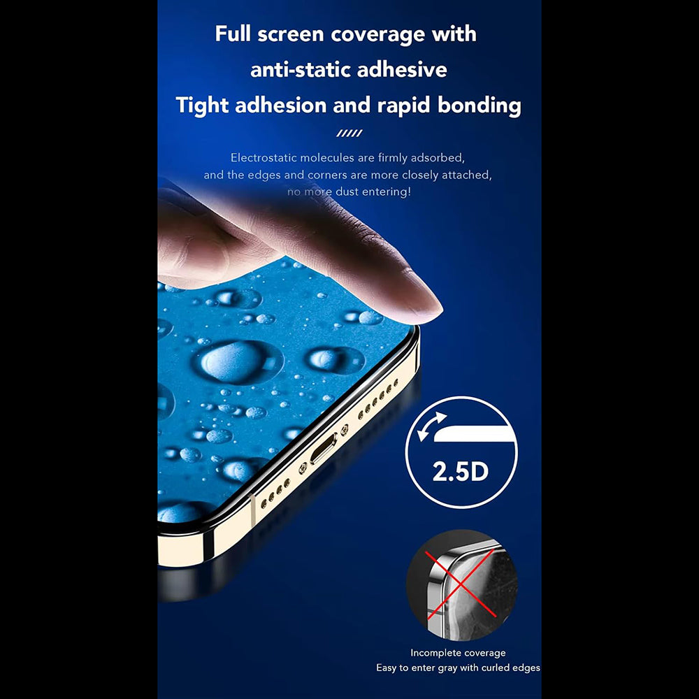 Anank 3X Reinforced Screen Protector for Apple iPhone 15, Tempered Glass, Full Glue, 2.5D, Black