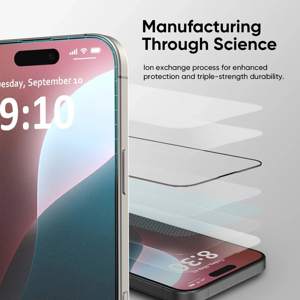 Anank 5X Reinforced Invisible Screen Protector for Apple iPhone 17 Pro Max, Tempered Glass, Full Glue, 3D, Black