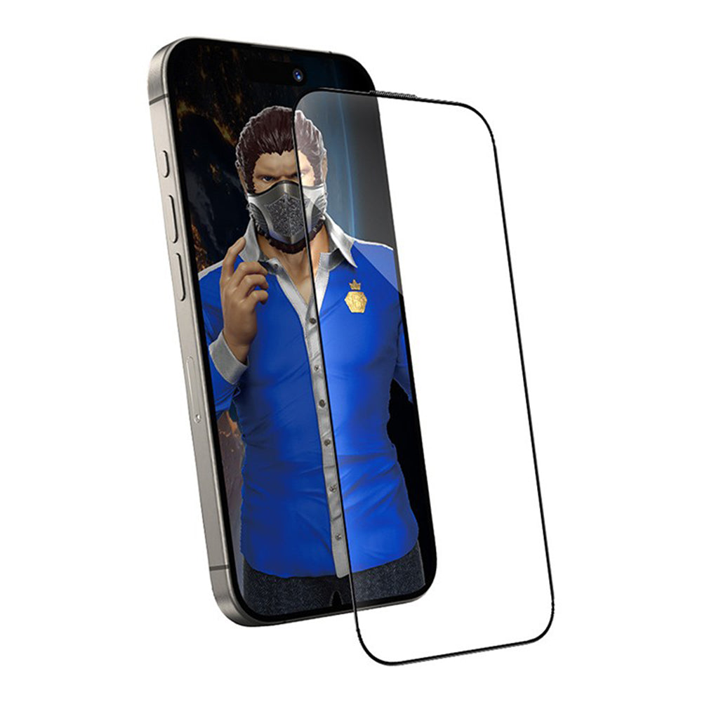 Blueo Anti-Dust HD Screen Protector Film for Apple iPhone 15 Pro, Tempered Glass, Full Glue, Black