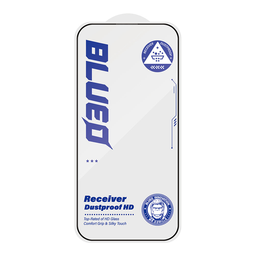 Blueo Anti-Dust HD Screen Protector Film for Apple iPhone 15 Pro, Tempered Glass, Full Glue, Black