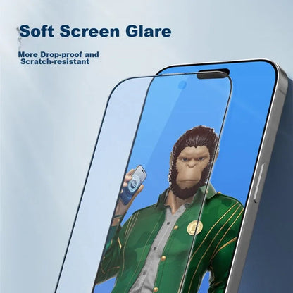 Blueo Anti-Glare Screen Protector for Apple iPhone 16 Plus / 15 Plus, Tempered Glass, Full Glue, Black