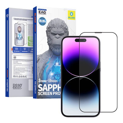 Blueo Sapphire Applicator Pro Screen Protector Film for Apple iPhone 16 Pro Max, Tempered Glass, Full Glue, Black