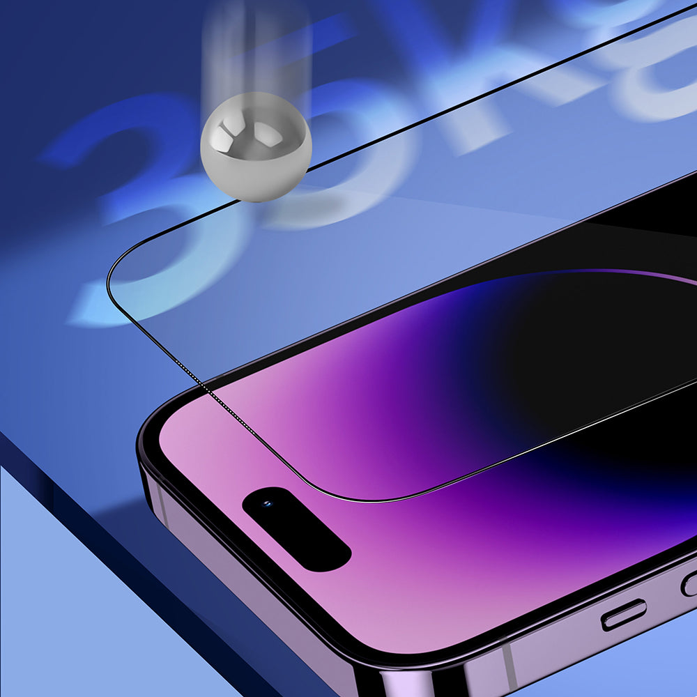 Blueo Sapphire Applicator Pro Screen Protector for Apple iPhone 16 Pro, Tempered Glass, Full Glue, Black