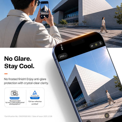 Torras Sunview AR Screen Protector Film for Apple iPhone 18 Pro / 17 Pro, Tempered Glass, Full Glue