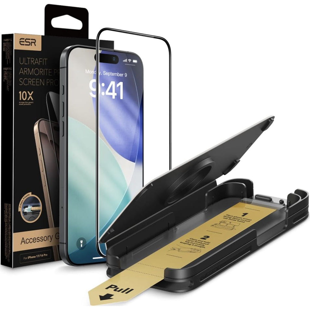 ESR Armorite Pro UltraFit Screen Protector for Apple iPhone 18 Pro / 17 Pro, Tempered Glass, Full Glue, Black