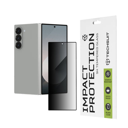 Privacy Techsuit Exterior Screen Protector for Samsung Galaxy Z Fold6 F956, Tempered Glass, Full Glue, 111D