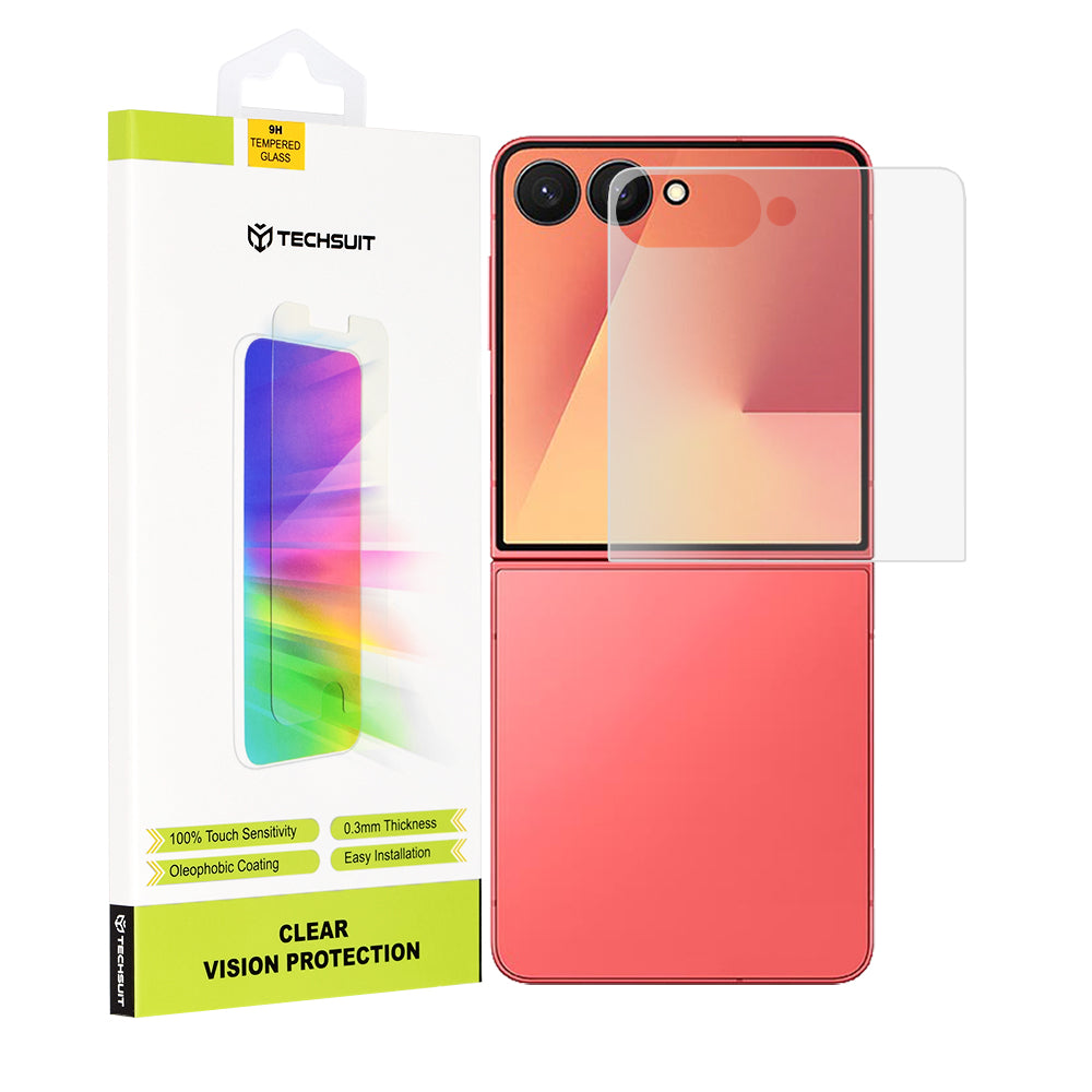 Techsuit Clear Vision Exterior Screen Protector for Samsung Galaxy Z Flip7 F766, Tempered Glass, Full Glue