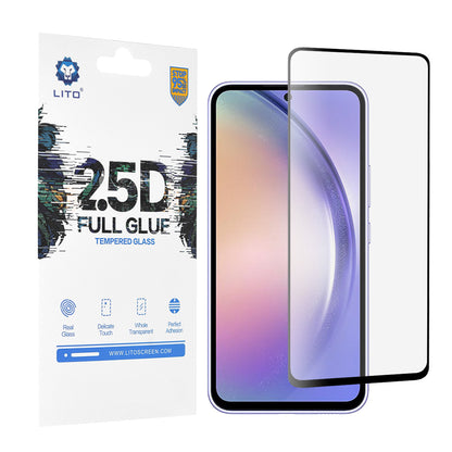 Lito Screen Protector Film for Samsung Galaxy A54 A546, Tempered Glass, Full Glue, 2.5D, Black