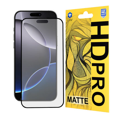 Matte Screen Protector Lito HD Pro for Apple iPhone 16 Pro Max, Tempered Glass, Full Glue, Black