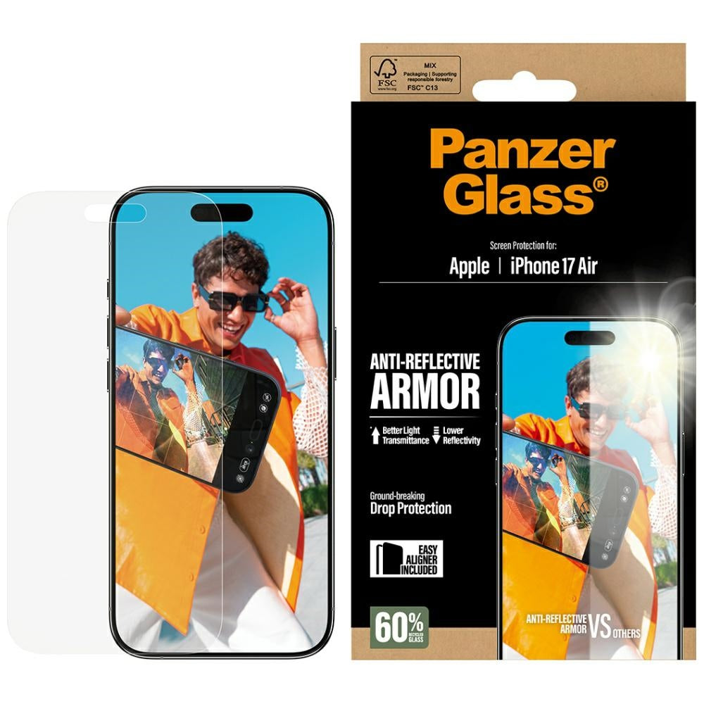 Matte PanzerGlass Armor EasyAligner Screen Protector for Apple iPhone 17 Air, Tempered Glass, Full Glue