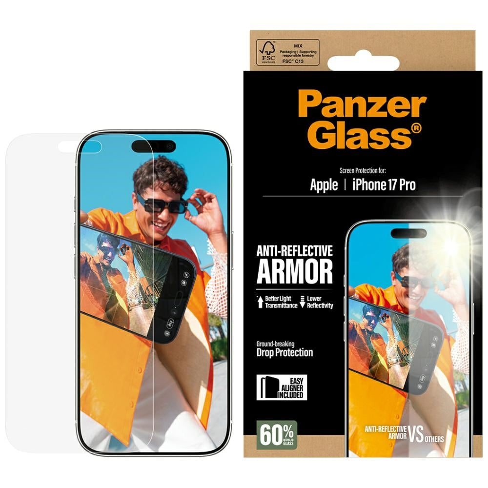 Matte PanzerGlass Armor EasyAligner Screen Protector for Apple iPhone 17 Pro, Tempered Glass, Full Glue