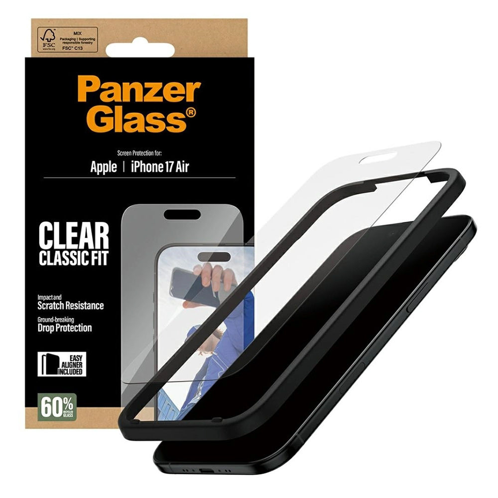 PanzerGlass Classic Fit EasyAligner Screen Protector for Apple iPhone 17 Air, Tempered Glass, Full Glue