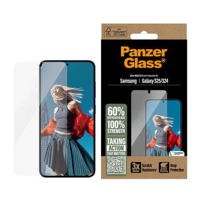 PanzerGlass Ultra-Wide Fit Screen Protector for Samsung Galaxy S25 S931 / S24 S921, Tempered Glass, Full Glue