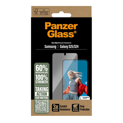 PanzerGlass Ultra-Wide Fit Screen Protector for Samsung Galaxy S25 S931 / S24 S921, Tempered Glass, Full Glue