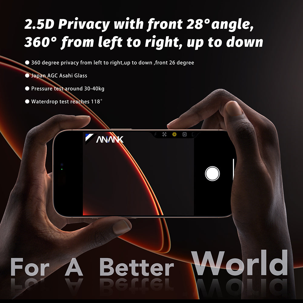 Anank 5X Reinforced 360 Privacy Screen Protector for Apple iPhone 17 Pro, Tempered Glass, Full Glue, 2.5D