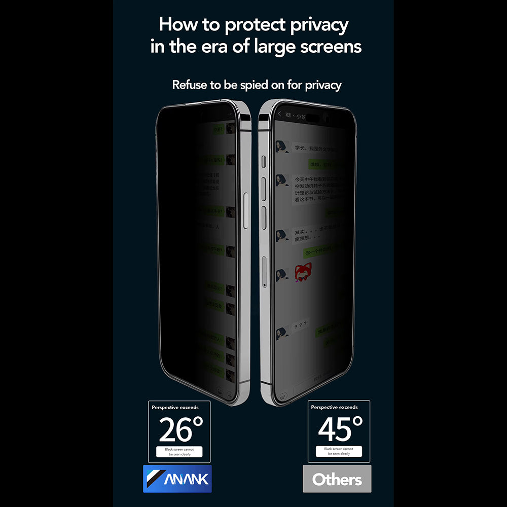 Anank 5X Reinforced Privacy Screen Protector Applicator for Apple iPhone 17 Pro, Tempered Glass, Full Glue, 2.5D