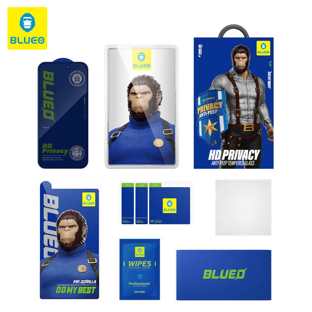 Blueo Anti-Peep Privacy Screen Protector for Apple iPhone 12 Pro Max, Tempered Glass, Full Glue