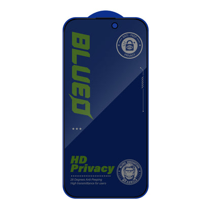 Blueo Anti-Peep Privacy Screen Protector for Apple iPhone 15 Pro, Tempered Glass, Full Glue
