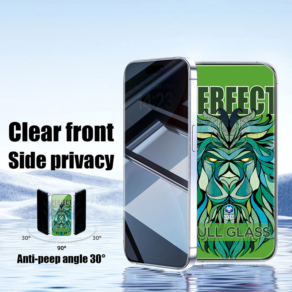 Privacy Screen Protector Lito D+ Max Strong for Apple iPhone 17 / 16 Pro, Tempered Glass, Full Glue