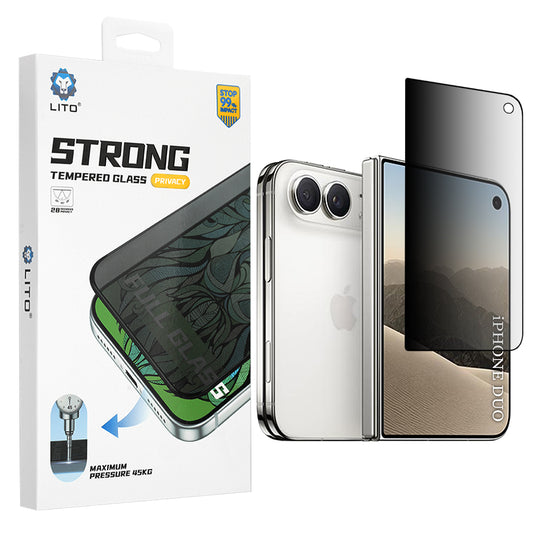 Lito D+ Max Strong Exterior Screen Privacy Protective Film for Apple iPhone Duo, Tempered Glass, Full Glue