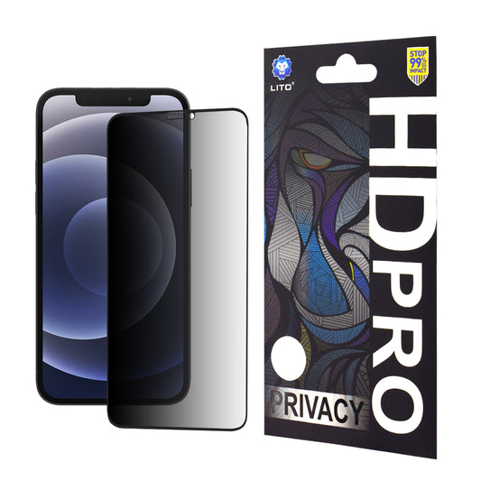 Privacy Screen Protector Lito HD Pro for Apple iPhone 12 / 12 Pro, Tempered Glass, Full Glue