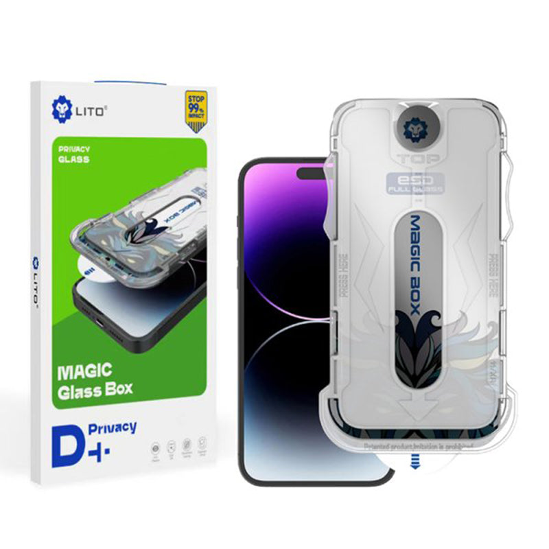 Privacy Screen Protector Film Lito Magic Glass Box D+ Tools for Apple iPhone 12 / 12 Pro, Tempered Glass, Full Glue